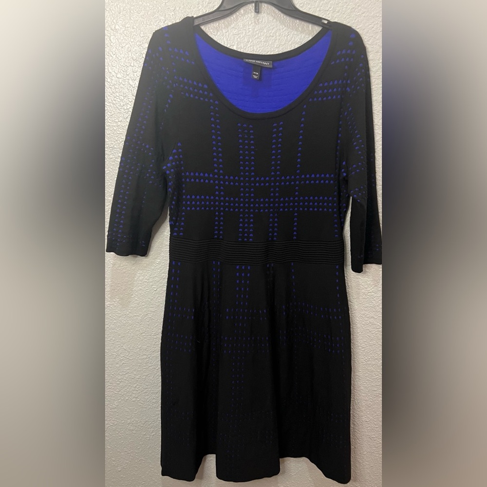 Lane Bryant 14/16 Black Cobalt Blue Sweater Dress - Picture 1 of 7